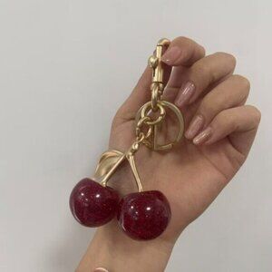 Coach Cherry Brass Cherry Bag Charm Keychain